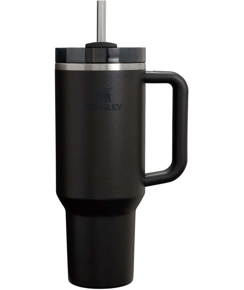 Splash-Resistant FlowState The Quencher H2.0 Flowstate Tumbler  | Stanley Create D332L - 40oz Large Capacity Car-Cup Friendly Quencher - Black 2.0