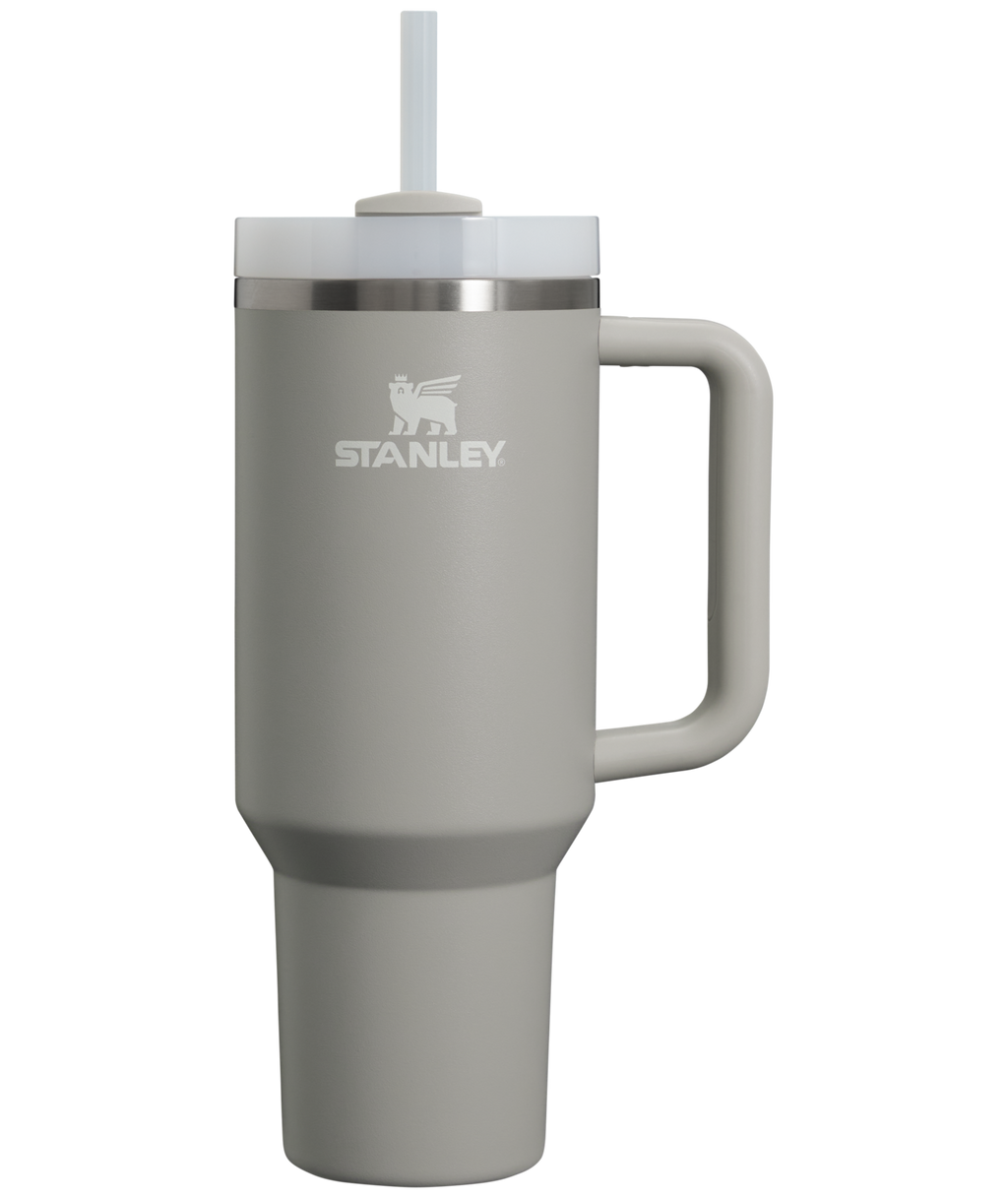 Splash-Resistant FlowState The Quencher H2.0 Flowstate Tumbler  | Stanley Create D332L - 40oz Large Capacity Car-Cup Friendly Quencher - Ash