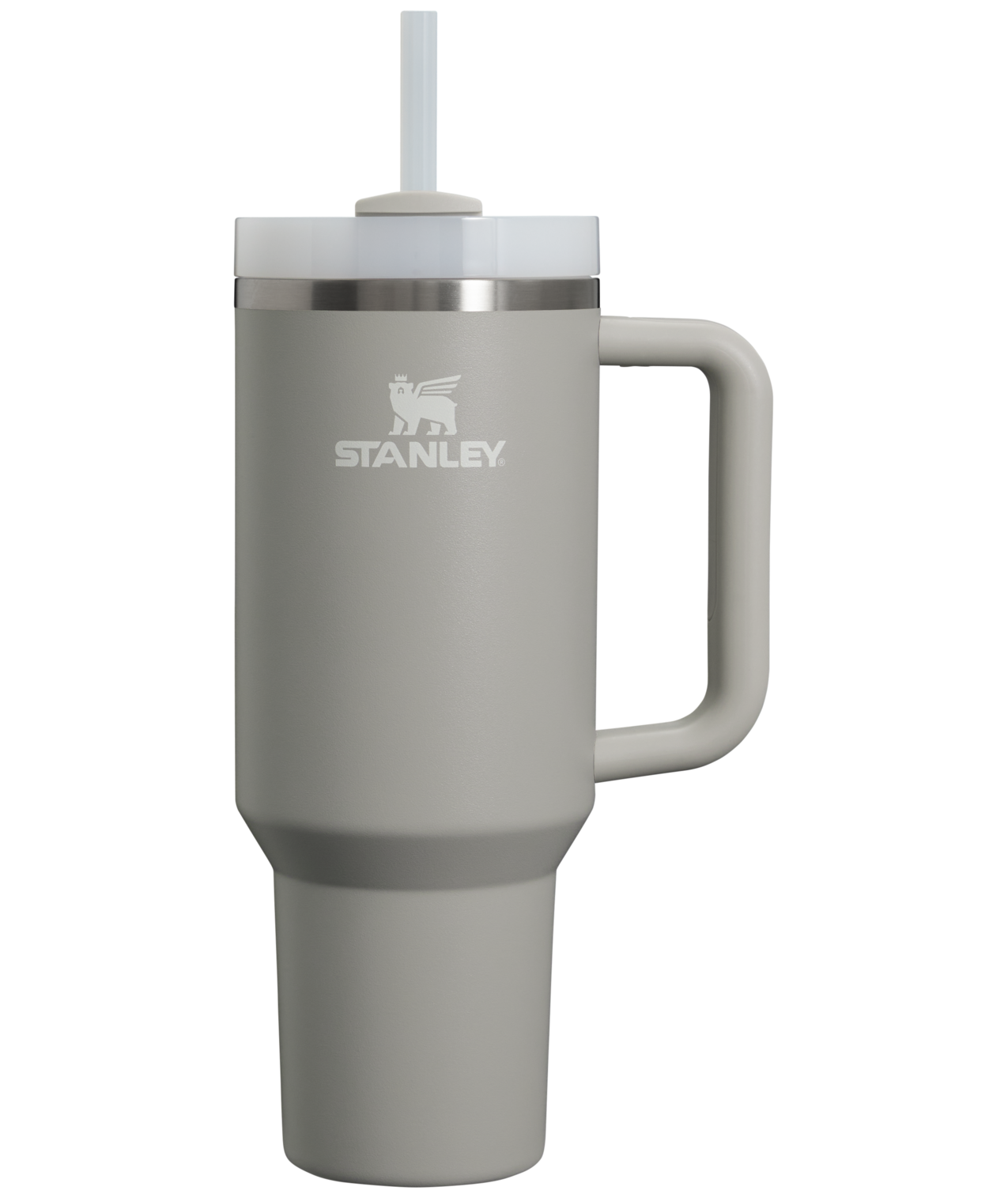 Splash-Resistant FlowState The Quencher H2.0 Flowstate Tumbler  | Stanley Create D332L - 40oz Large Capacity Car-Cup Friendly Quencher - Ash