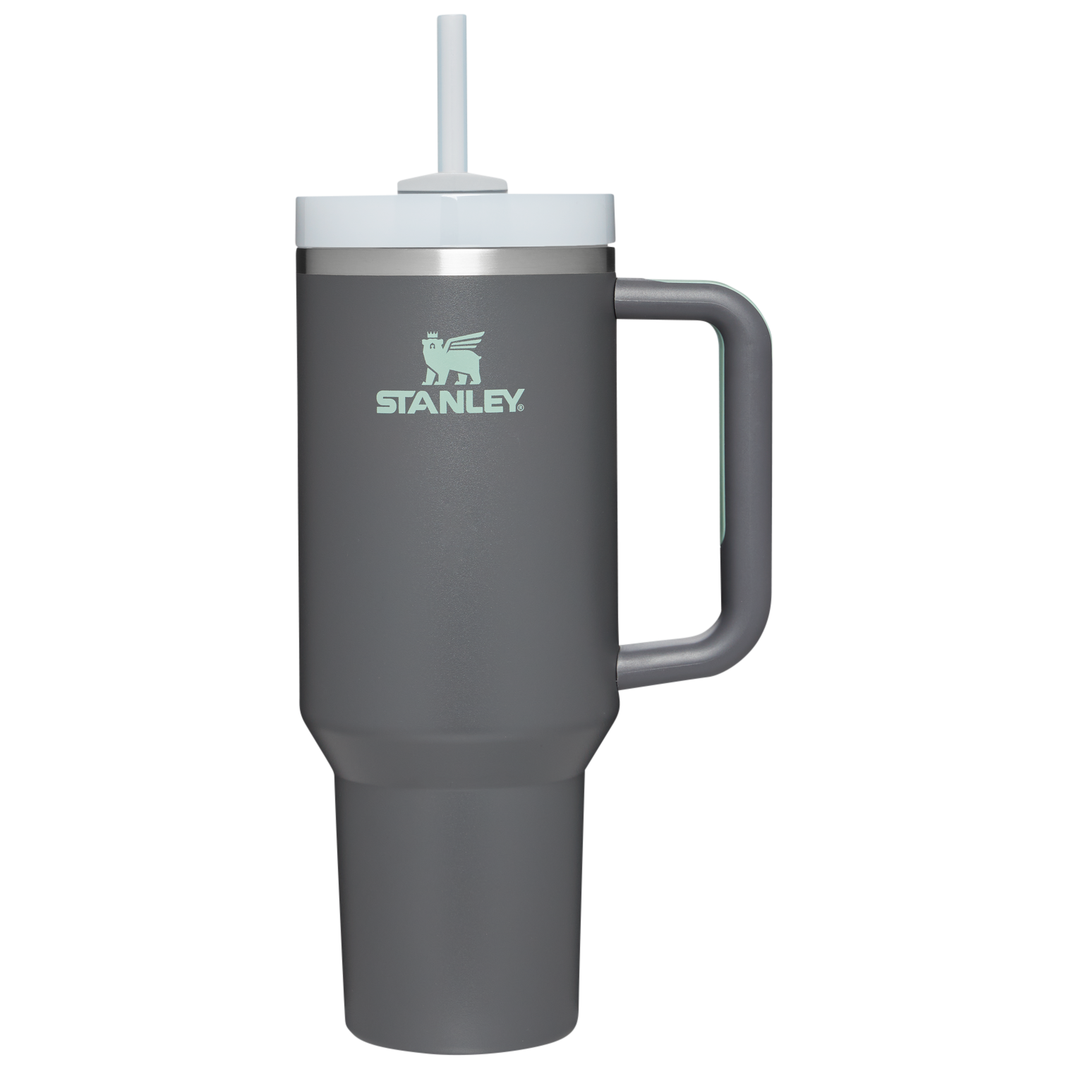 Splash-Resistant FlowState The Quencher H2.0 Flowstate Tumbler  | Stanley Create D332L - 40oz Large Capacity Car-Cup Friendly Quencher - Charcoal