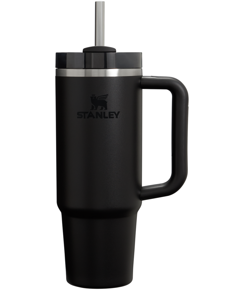 Splash-Resistant FlowState The Quencher H2.0 Flowstate Tumbler | Stanley Create D331C - FlowState 3-Position Lid Insulated Travel Mug - Black 2.0