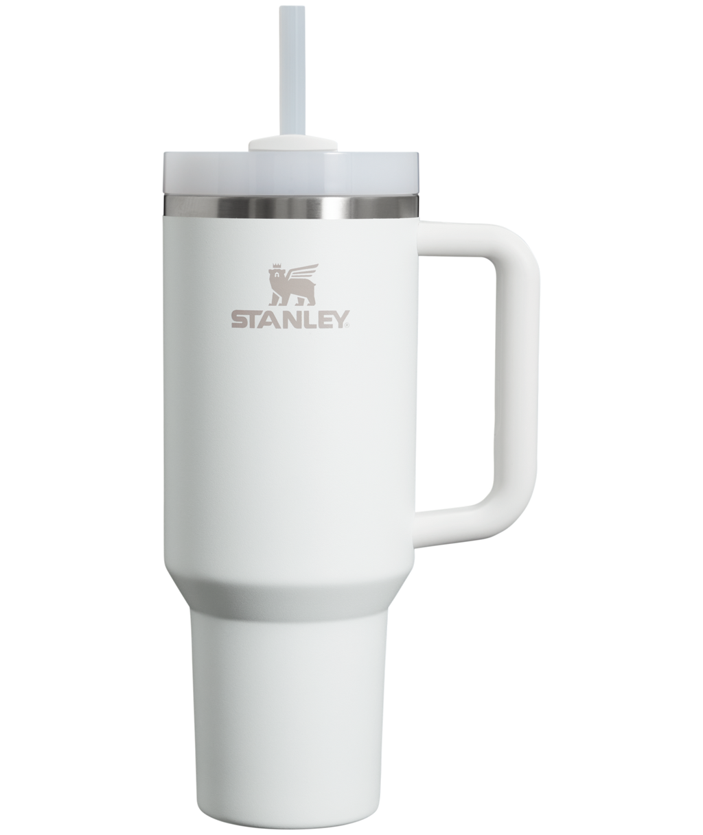 Splash-Resistant FlowState The Quencher H2.0 Flowstate Tumbler  | Stanley Create D332L - 40oz Large Capacity Car-Cup Friendly Quencher - Frost