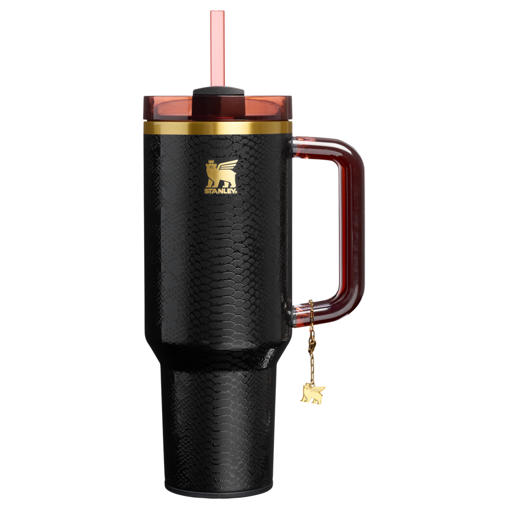 Splash-Resistant FlowState The Quencher Luxe H2.0 Flowstate Tumbler D170A - FlowState 3-Position Lid Insulated Travel Mug - Black Snakeskin