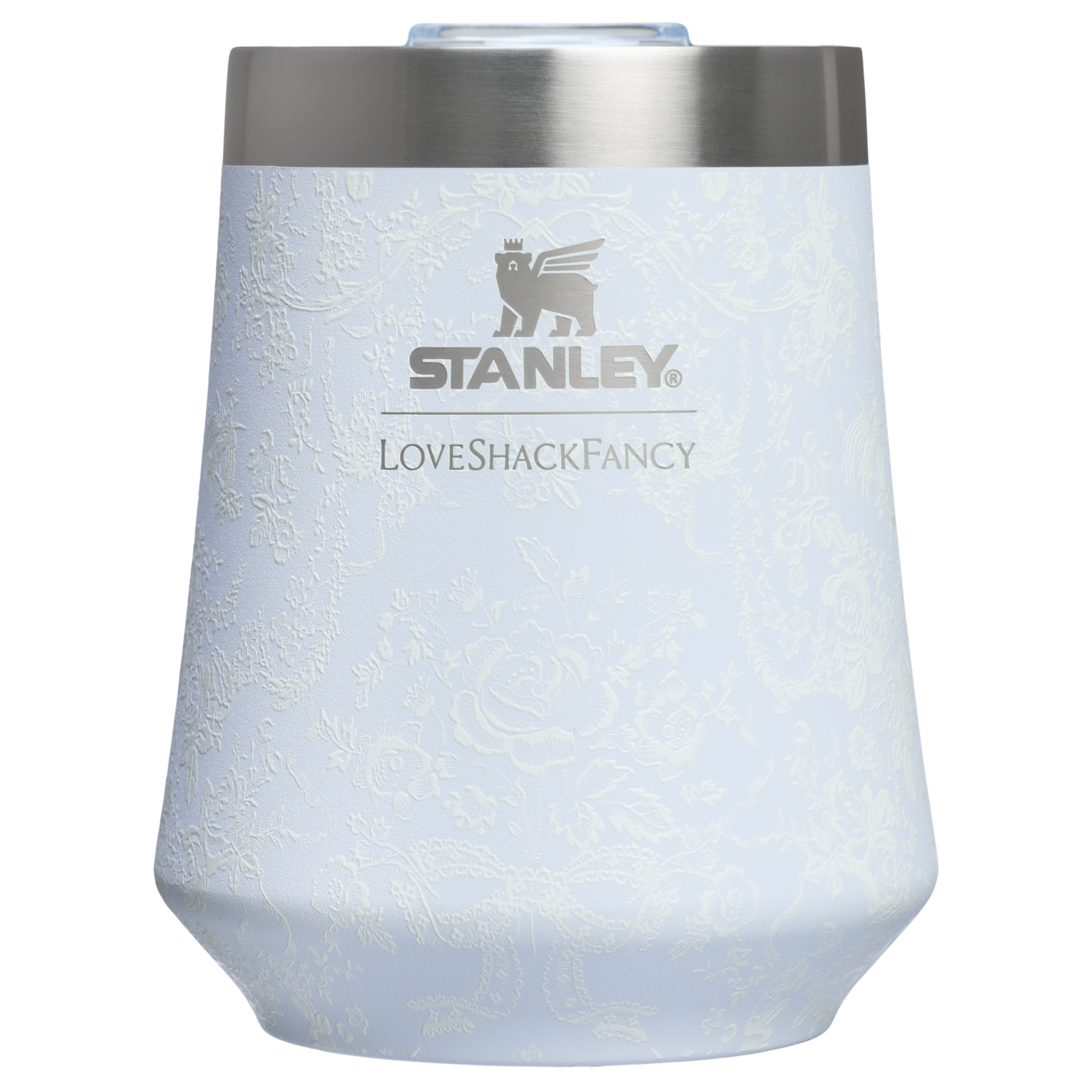 Premium Matte Stanley 1913 x LoveShackFancy Holiday Reserve Wine Tumbler D204X - Premium Insulated Egg-Shaped Wine Glass for Outdoors - Baby Bow Pink Peppermint