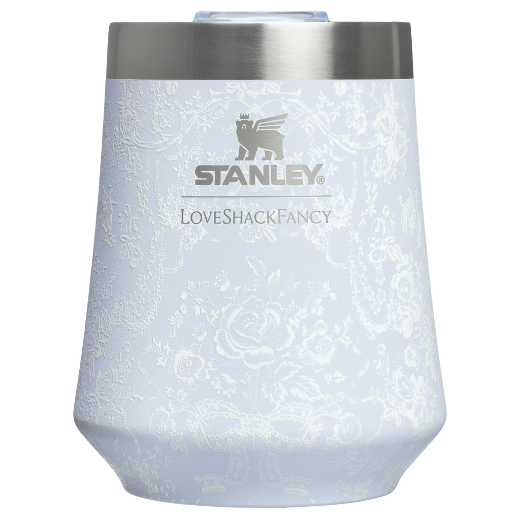 Shatterproof Luxury Stanley 1913 x LoveShackFancy Holiday Reserve Wine Tumbler D367F - Reserve Collection Stainless Steel Whiskey Cup - Toscana Toile Alpine Blue