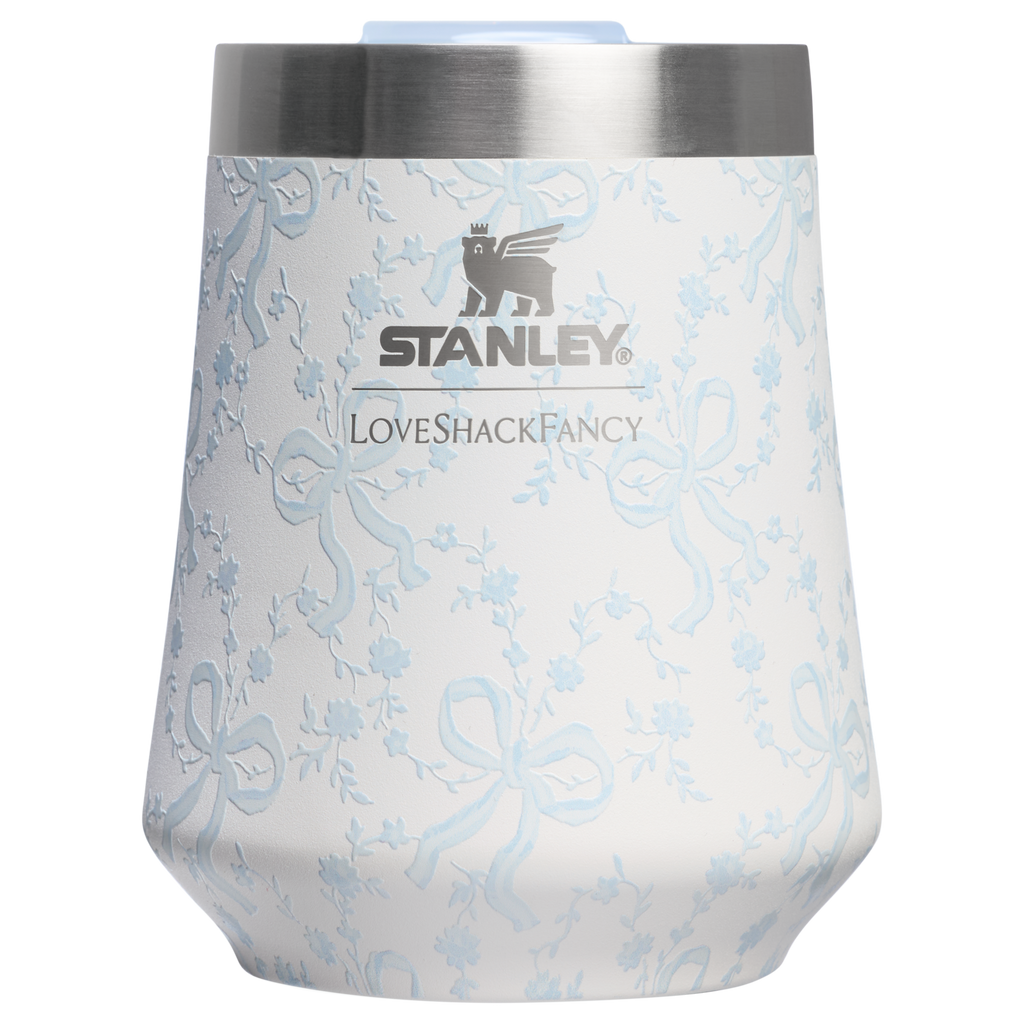 Premium Matte Stanley 1913 x LoveShackFancy Holiday The Reserve Wine Tumbler Set | 2-pack D205C - Elegant Stemless Vacuum Insulated Wine Tumbler Detail