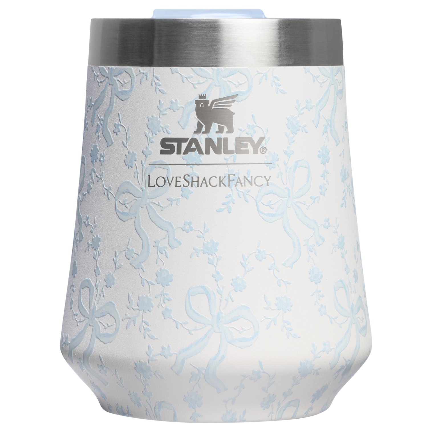 Premium Matte Stanley 1913 x LoveShackFancy Holiday The Reserve Wine Tumbler Set | 2-pack D205C - Elegant Stemless Vacuum Insulated Wine Tumbler Detail