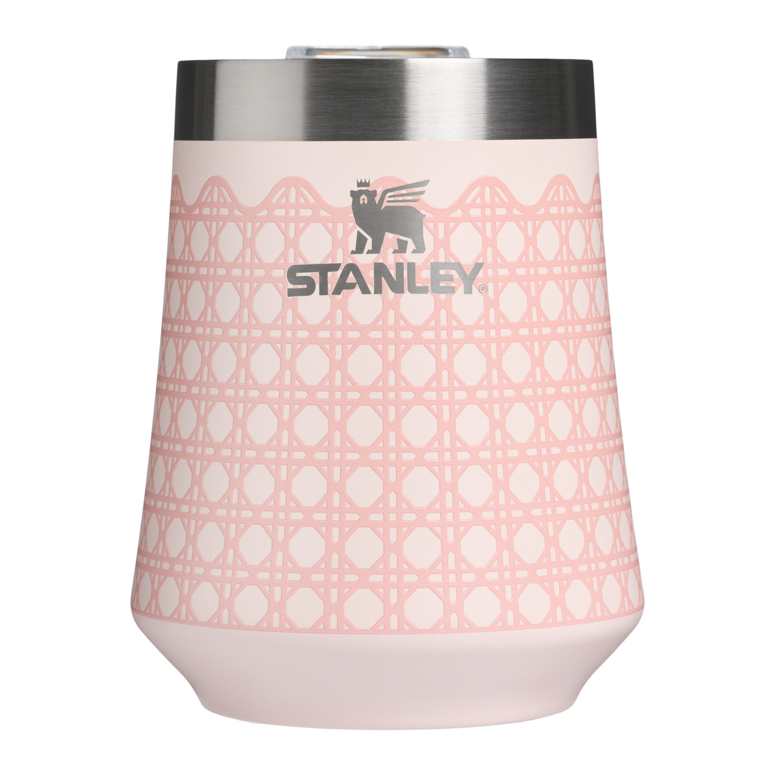 Premium Matte The Reserve Wine Tumbler D352C - Shatterproof Flavor-Preserving Cocktail Tumbler with Lid - Rose Quartz Rattan