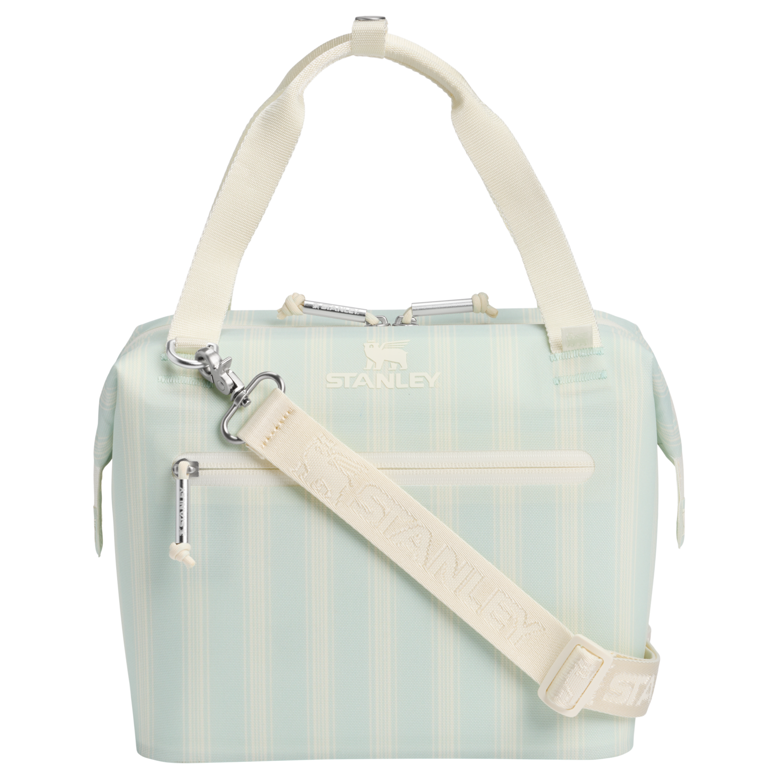 Leak-Proof Insulated The All Day Julienne Mini Cooler D349V - Heavy-Duty Ice-Retention Food & Beverage Carrier - Mist Picnic Stripe