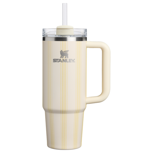 Double-Wall Vacuum The Quencher H2.0 Flowstate Tumbler D343V - 40oz Large Capacity Car-Cup Friendly Quencher - Cream Picnic Stripe