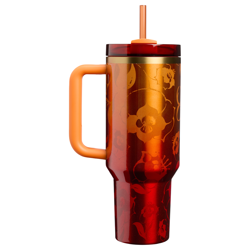 Large Capacity The Stanley 1913 x Karol G Quencher H2.0 Flowstate Tumbler D275T - Double-Wall Vacuum Insulated Travel Tumbler with Straw Detail