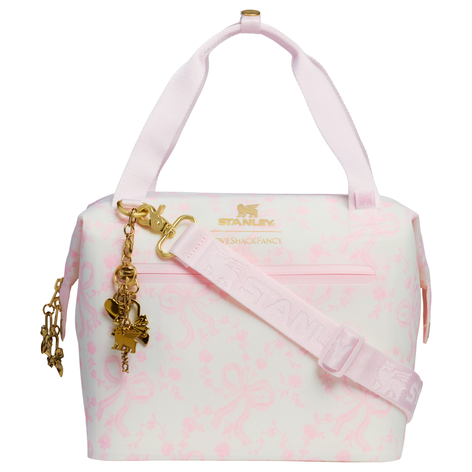Portable Mini Stanley 1913 x LoveShackFancy Holiday All Day Julienne Mini Cooler D194V - Julienne Series Portable Picnic Chiller Tote - Coquette Bow Winter Ice