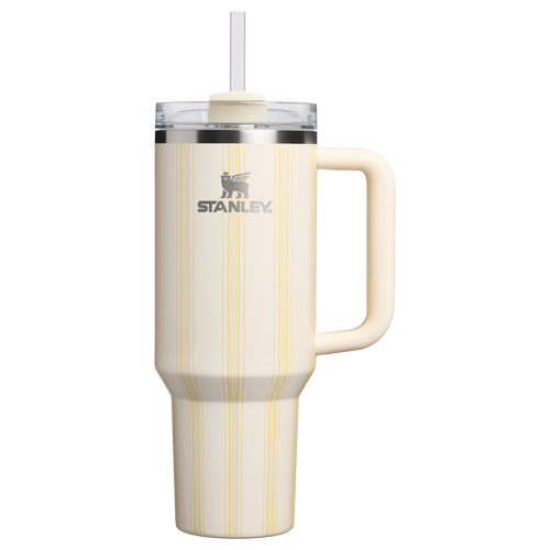 Double-Wall Vacuum The Quencher H2.0 Flowstate Tumbler D342C - 40oz Large Capacity Car-Cup Friendly Quencher - Cream Picnic Stripe