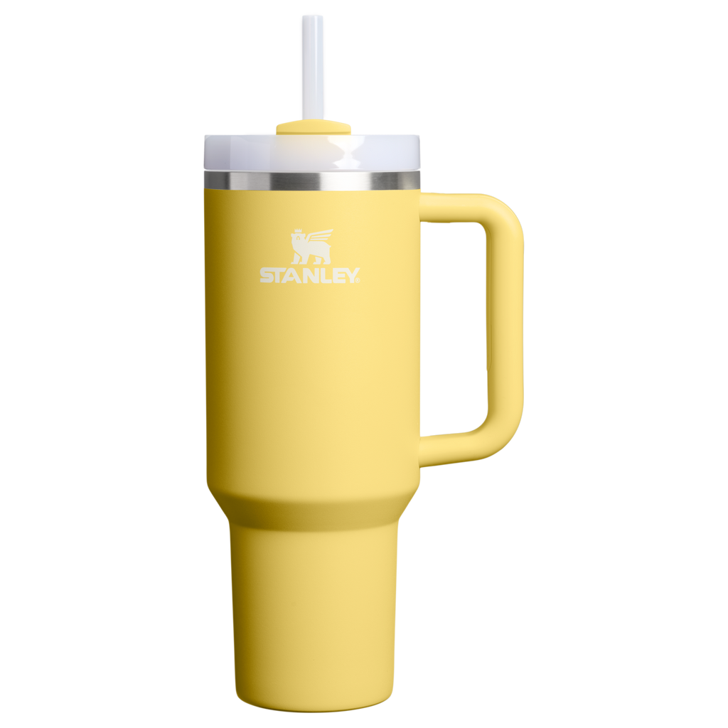 Splash-Resistant FlowState The Quencher H2.0 Flowstate Tumbler  | Stanley Create D332L - 40oz Large Capacity Car-Cup Friendly Quencher - Daffodil