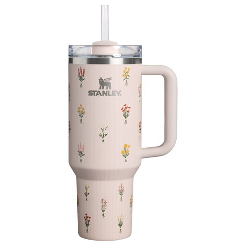 Double-Wall Vacuum The Quencher H2.0 Flowstate Tumbler D362R - 40oz Large Capacity Car-Cup Friendly Quencher - Rose Quartz Bouquets
