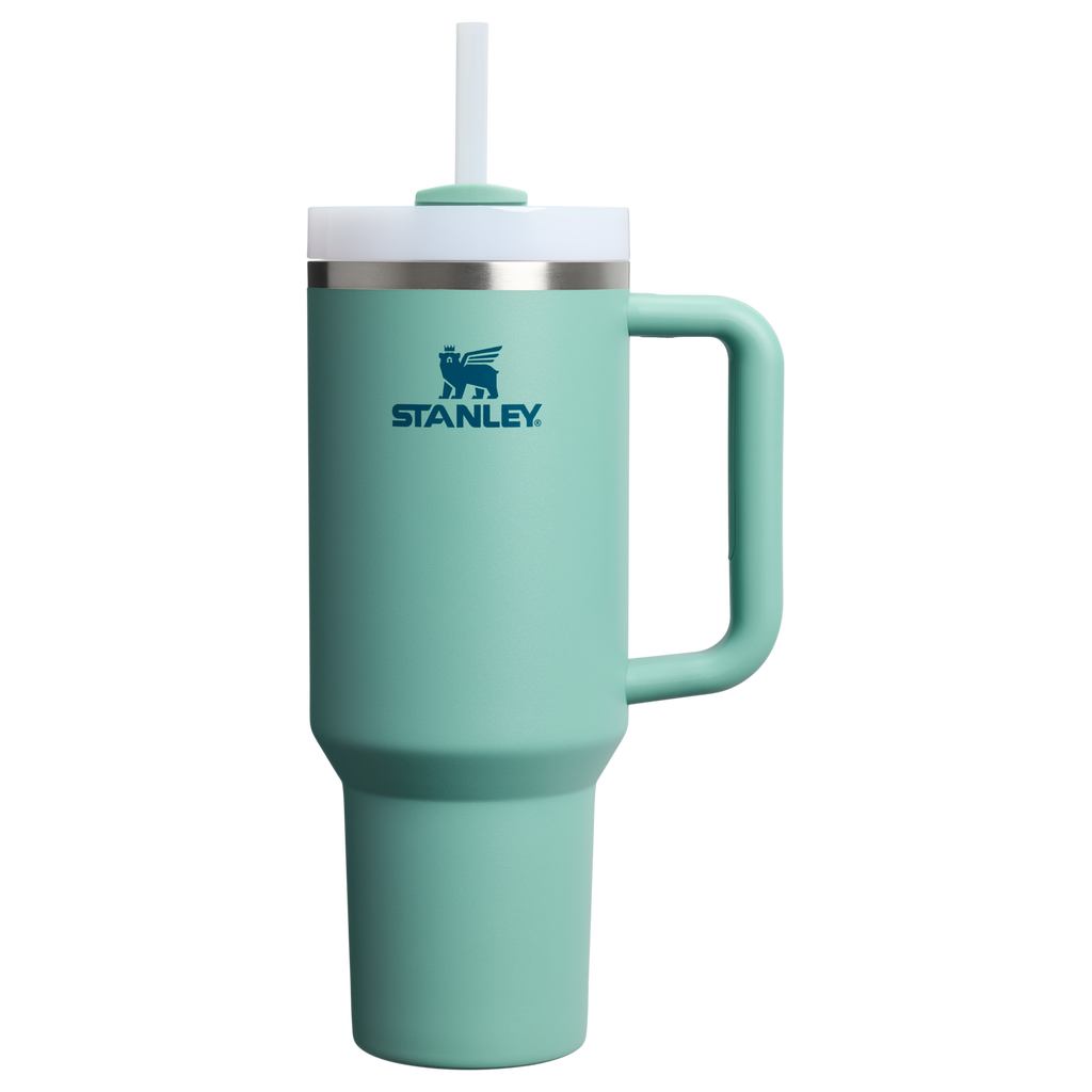 Splash-Resistant FlowState The Quencher H2.0 Flowstate Tumbler  | Stanley Create D332L - 40oz Large Capacity Car-Cup Friendly Quencher - Spring Green