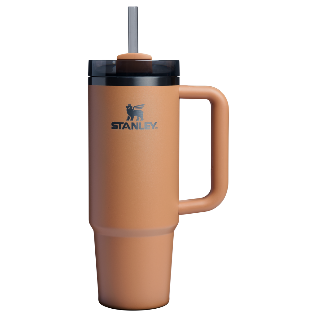 Splash-Resistant FlowState The Quencher H2.0 Flowstate Tumbler | Stanley Create D331C - FlowState 3-Position Lid Insulated Travel Mug - Camel
