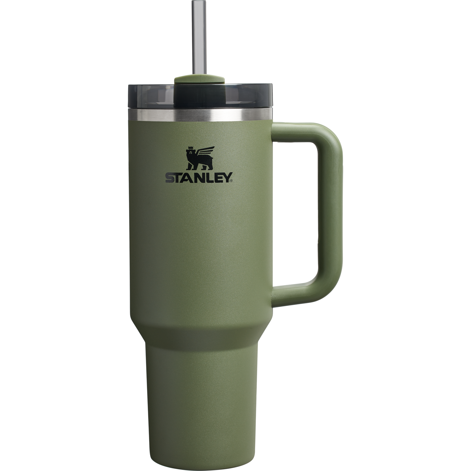 Splash-Resistant FlowState The Quencher H2.0 Flowstate Tumbler  | Stanley Create D332L - 40oz Large Capacity Car-Cup Friendly Quencher - Dried Pine
