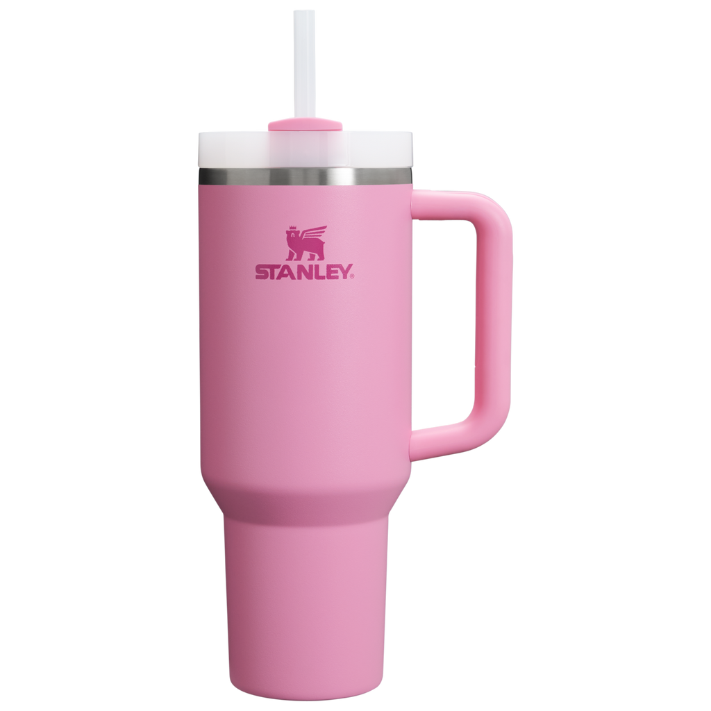 Splash-Resistant FlowState The Quencher H2.0 Flowstate Tumbler  | Stanley Create D332L - 40oz Large Capacity Car-Cup Friendly Quencher - Peony