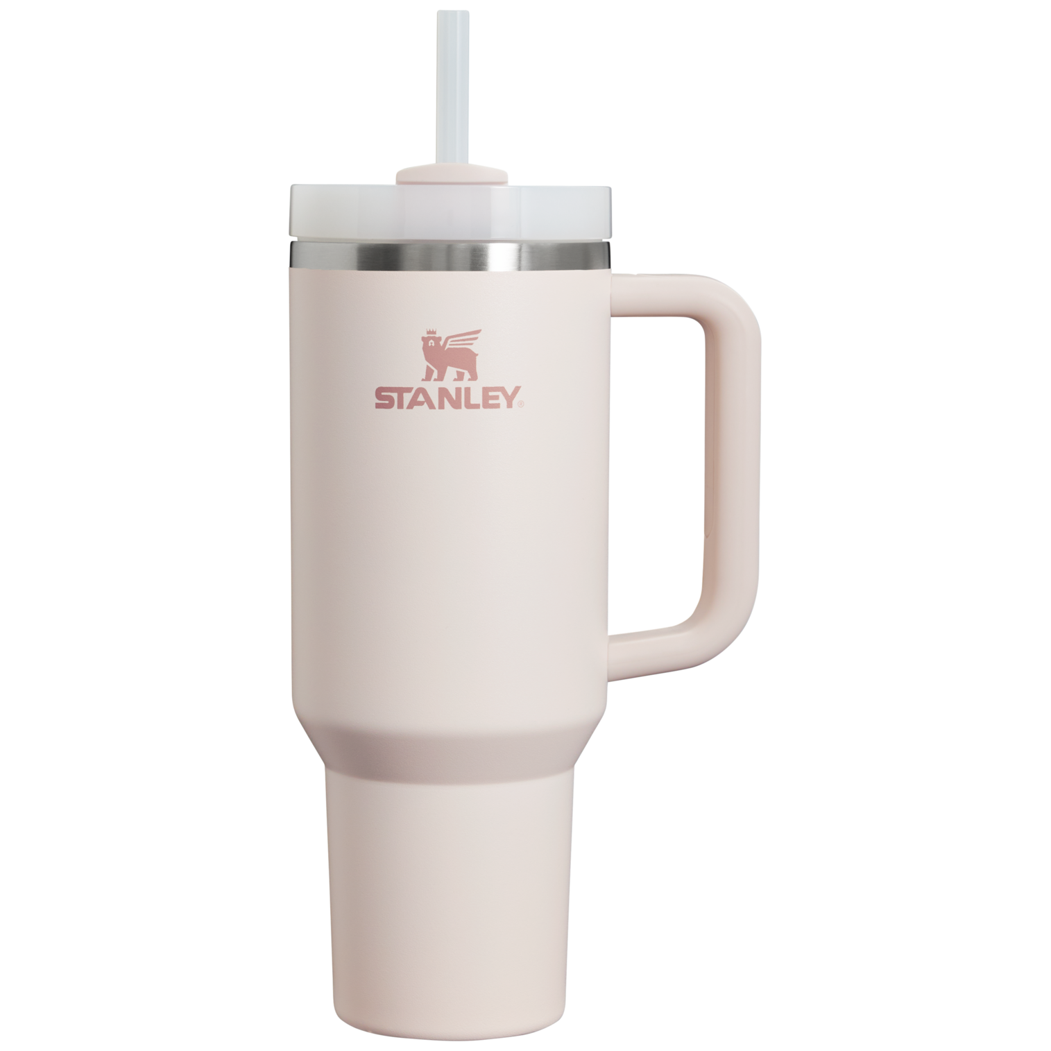 Splash-Resistant FlowState The Quencher H2.0 Flowstate Tumbler  | Stanley Create D332L - 40oz Large Capacity Car-Cup Friendly Quencher - Rose Quartz 2.0