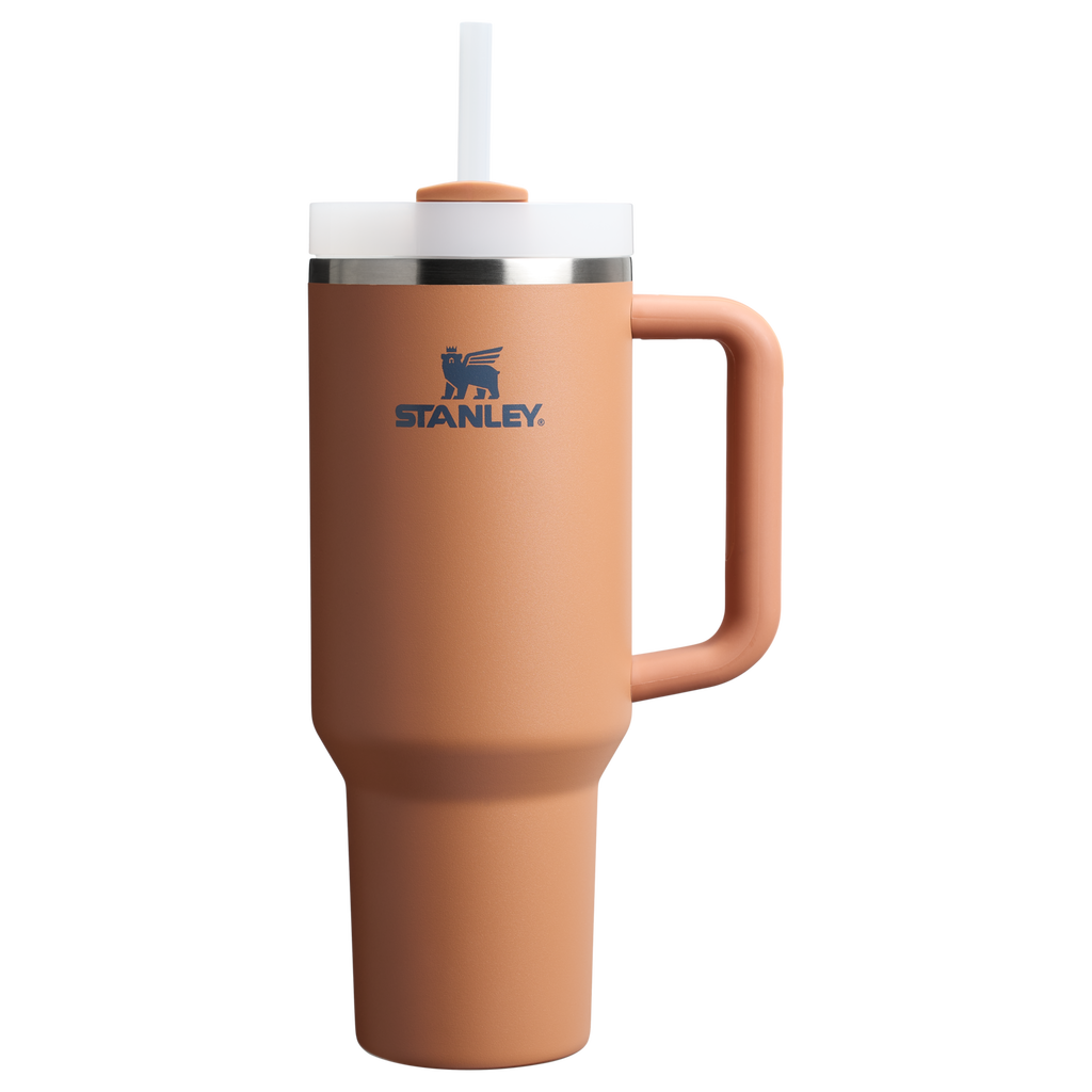 Splash-Resistant FlowState The Quencher H2.0 Flowstate Tumbler  | Stanley Create D332L - 40oz Large Capacity Car-Cup Friendly Quencher - Toast