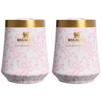 Premium Matte Stanley 1913 x LoveShackFancy Holiday The Reserve Wine Tumbler Set | 2-pack D205C - Elegant Stemless Vacuum Insulated Wine Tumbler - Coquette Bow Chantilly
