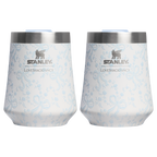 Premium Matte Stanley 1913 x LoveShackFancy Holiday The Reserve Wine Tumbler Set | 2-pack D205C - Elegant Stemless Vacuum Insulated Wine Tumbler - Coquette Bow Winter Ice