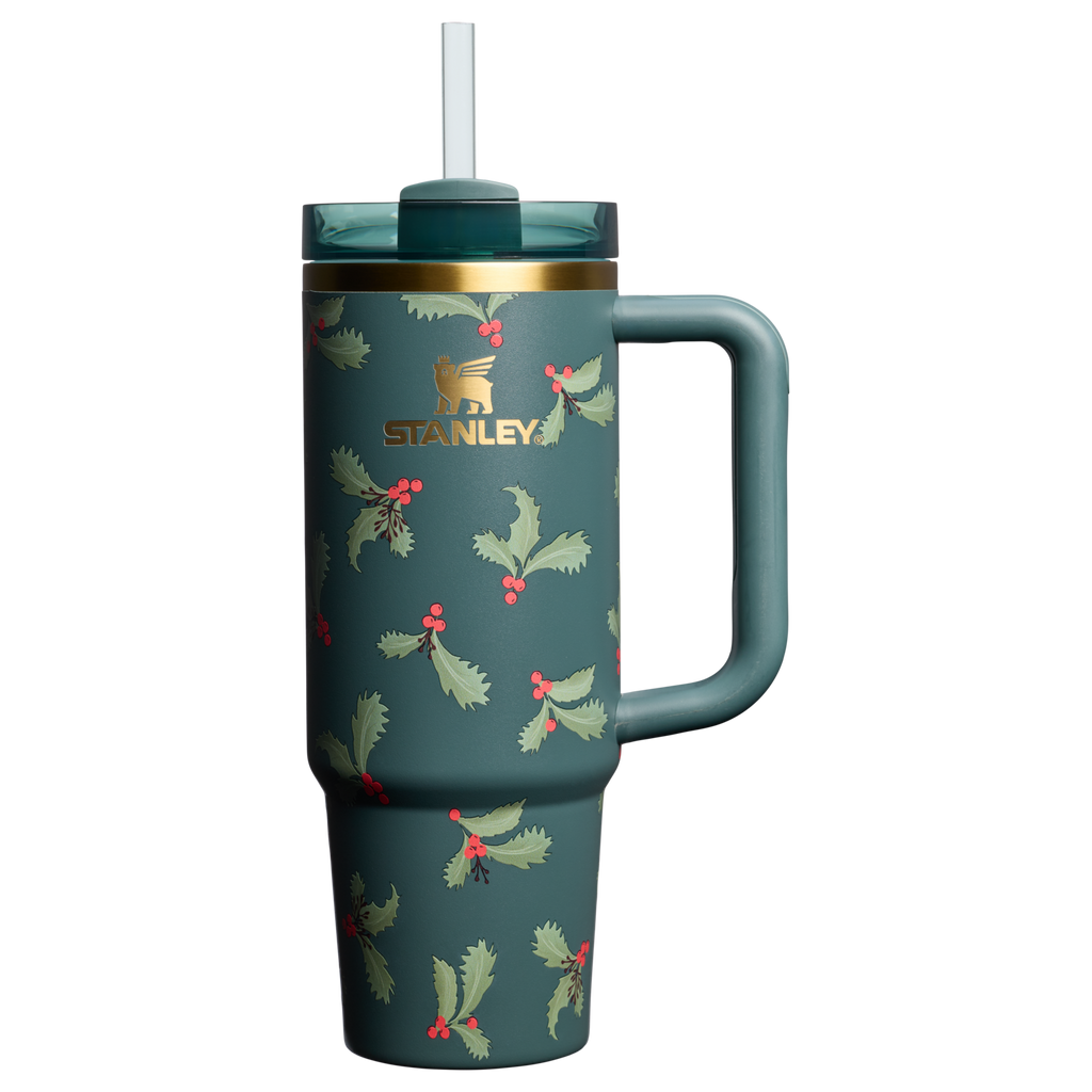 Car-Cup Friendly The Cheers & Cheer Quencher H2.0 Flowstate Tumbler D189S - 40oz Large Capacity Car-Cup Friendly Quencher - Holiday Botanical