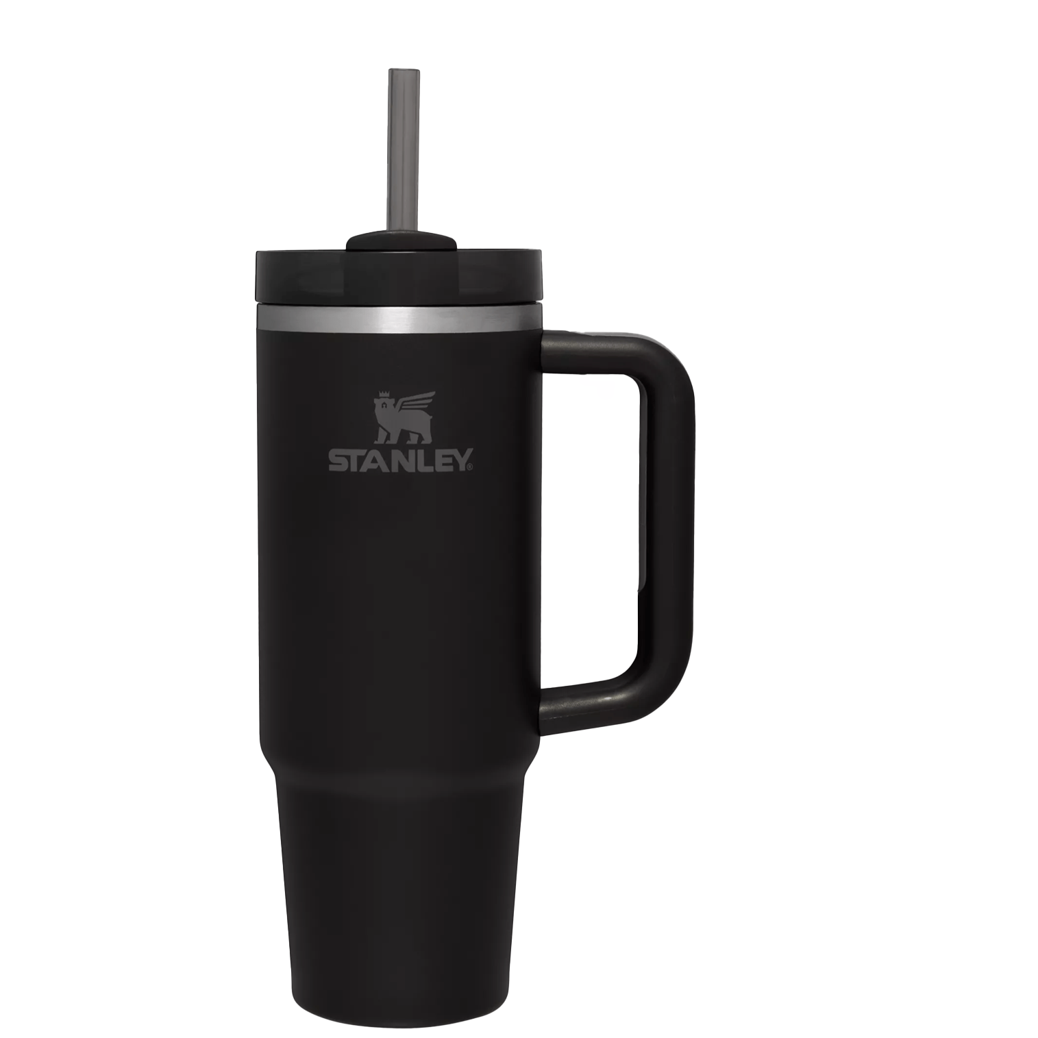 Splash-Resistant FlowState The Quencher H2.0 Flowstate Tumbler  | Stanley Create D332L - 40oz Large Capacity Car-Cup Friendly Quencher - Black